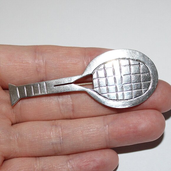 Vintage Sterling Silver Taxco Mexico Tennis Racquet Brooch 12 Grams - Picture 5 of 5